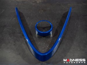 Alfa Romeo Giulia Front V Shield Grill Frame + Emblem Frame Kit - Carbon Fiber - QV Model - Blue Candy Alfa Romeo Giulia Front V Shield Grill Frame + Emblem Frame Kit - Carbon Fiber - QV Model - Blue Candy